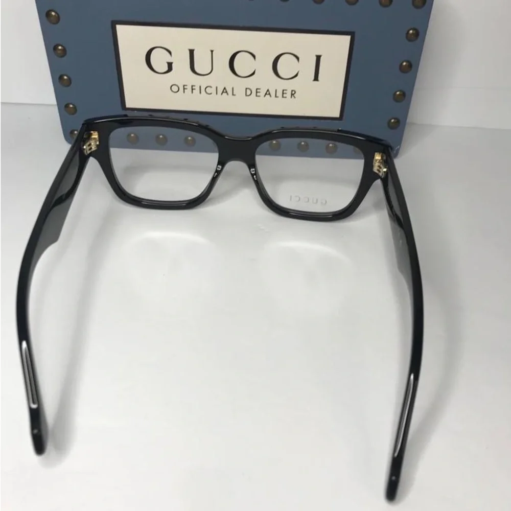 New Authentic GUCCI GG1428O 001 square Gucci optical comes shiny black frame.